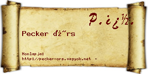 Pecker Örs névjegykártya